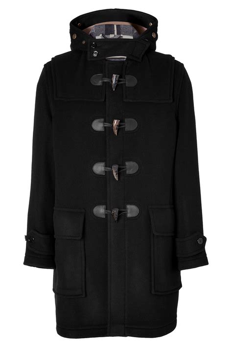 Wool Blend Duffle Coat in Black 